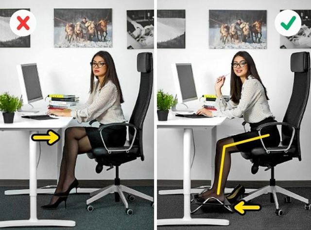 Tư thế đúng của chân là bạn không được ngồi vắt chéo chân (Nguồn: Internet)