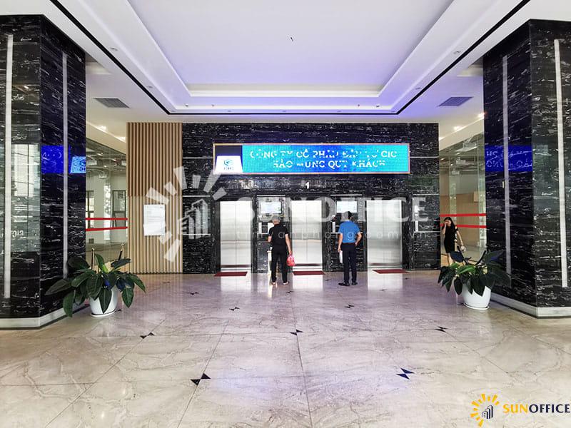 CIC Tower 5 Sảnh chờ thằng máy lên văn phòng làm việc tòa nhà CIC Tower