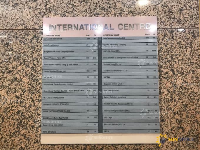 Danh sách công ty đang thuê và làm việc tại tòa nhà International Centre số 17 Ngô Quyền