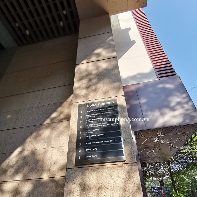 Bảng tên các công ty đang thuê văn phòng tại tòa nhà Cora Building