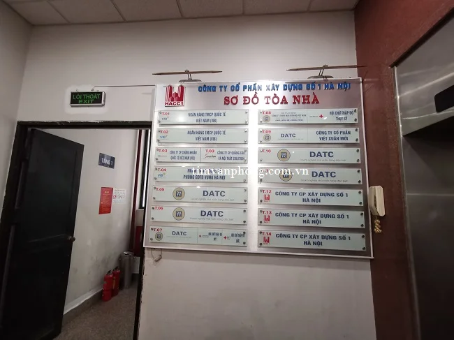 Bảng tên các đơn vị đang thuê văn phòng tòa nhà 59 Quang Trung