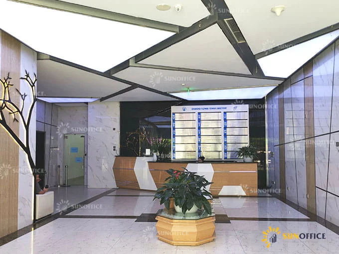 Sảnh lễ tân tòa nhà văn phòng Diamond Flower Tower
