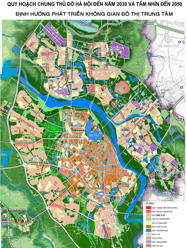 Bản đồ quy hoạch chung định hướng phát triển không gian đô thị trung tâm