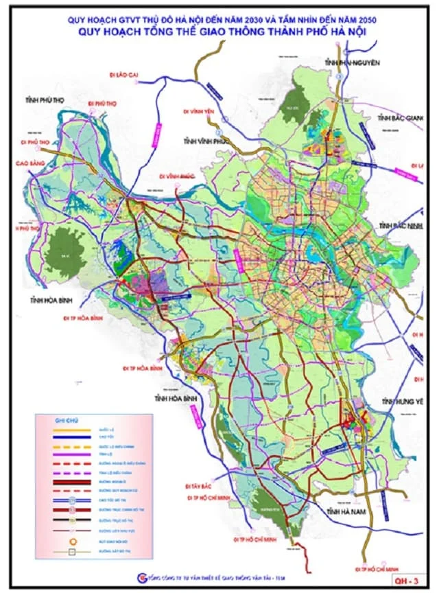 Bản đồ quy hoạch giao thông Thủ đô Hà Nội năm 2030 và tầm nhìn đến năm 2050