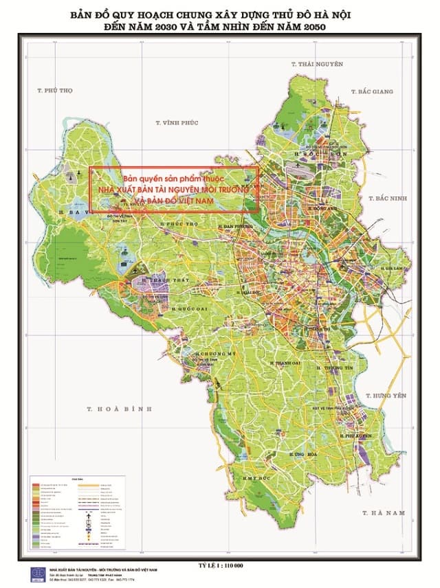 Bản đồ quy hoạch chung xây dựng Thủ Đô Hà Nội đến năm 2020 và tầm nhìn đến năm 2050