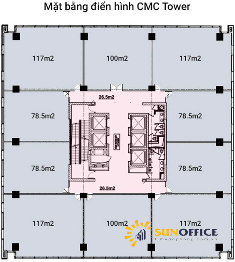 Layout mặt bằng điển hình CMC Tower