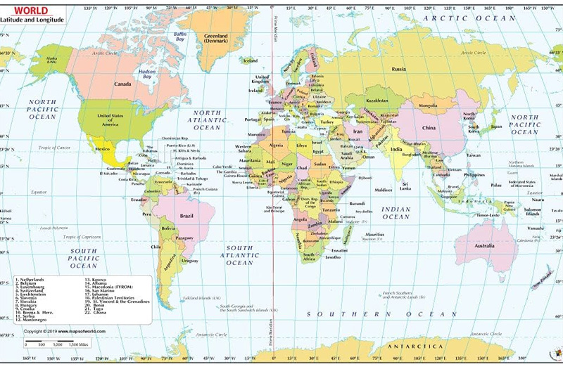 Bản đồ vĩ tuyến thế giới