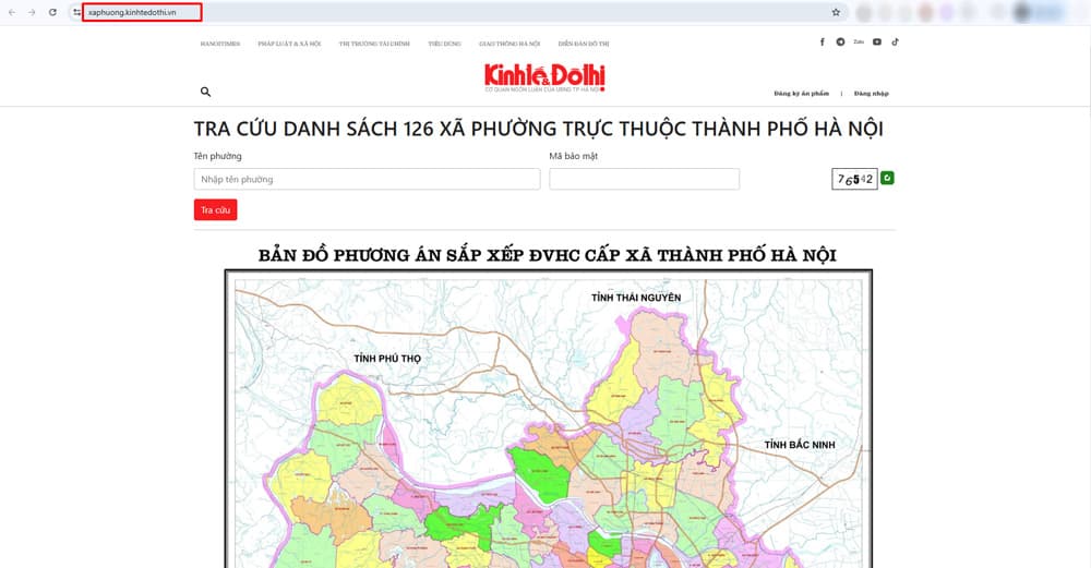 Hướng dẫn tra cứu thông tin sáp nhập Phường hà Nội trên báo kinh tế và đô thị